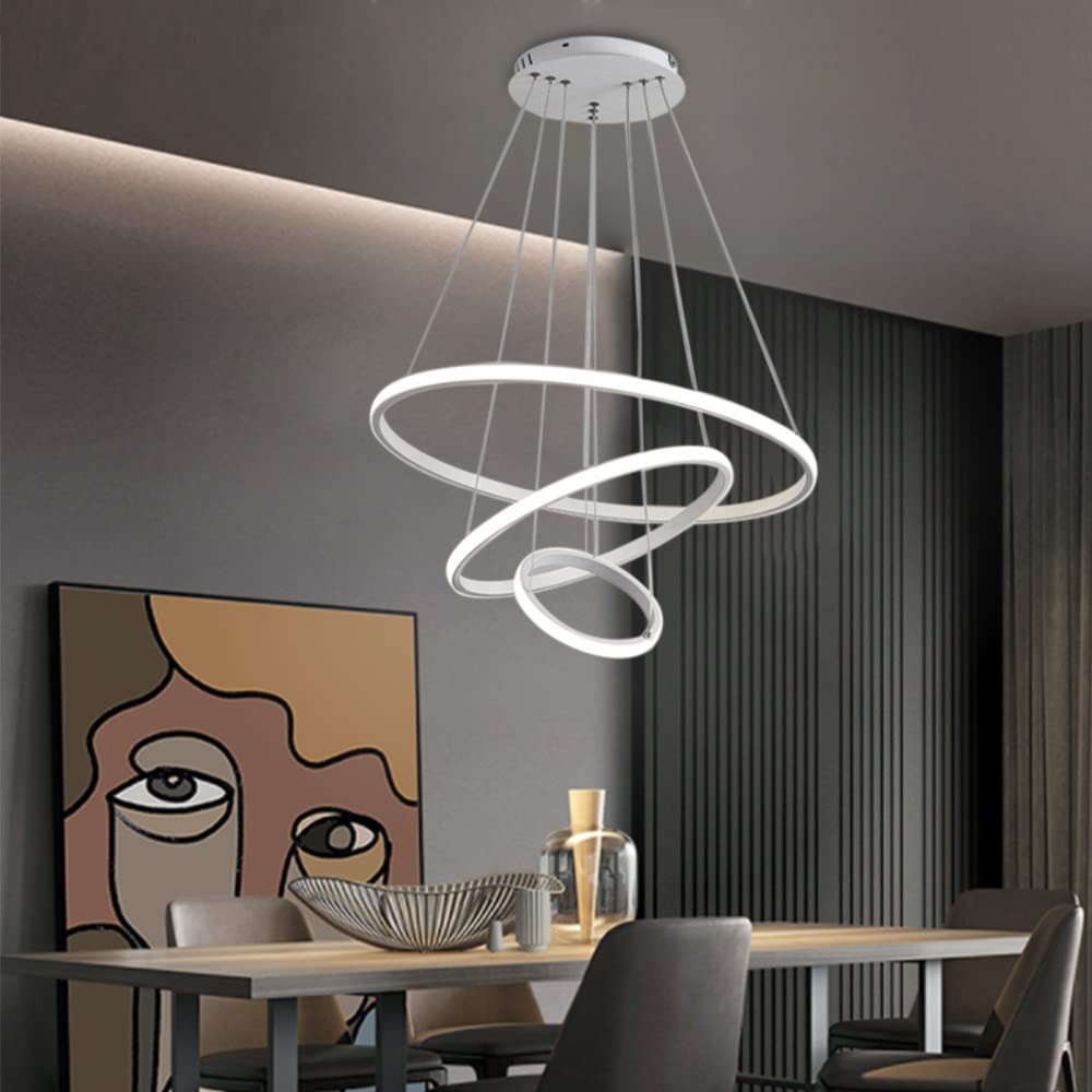 Lampe À Suspension Au Plafond Cercle Noir 3 Anneaux 76 W Plafonniers À