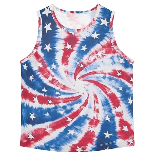 Boys' Tank Top Shirt Red Blue White Swirl Sleeveless T-Shirts