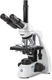 bScope Trinocular Compound Microscope, HWF 10x/20mm Eyepieces and Quintuple Nosepiece with Plan PLI 4/10/S40/S100x Oil Infinity Corrected iOS Objectives Globe Scientific | Euromex