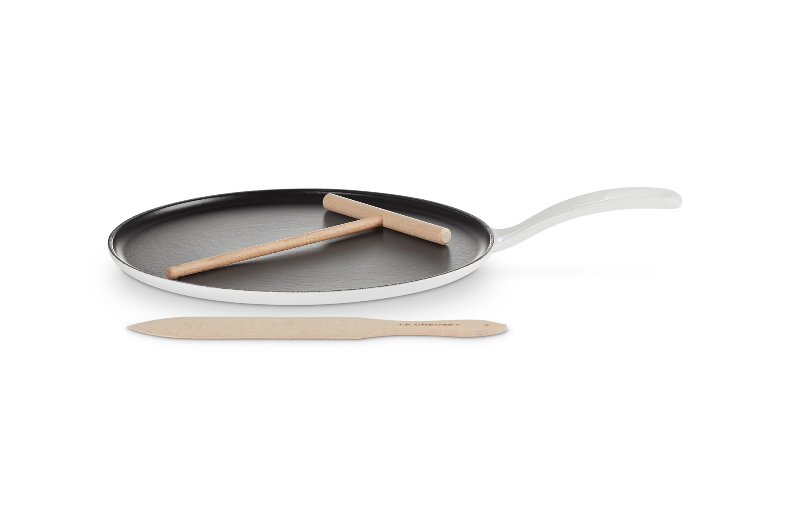 Le Creuset Traditionelle runde Crêpespfanne aus emailliertem Gusseisen, 26 cm, Weiß