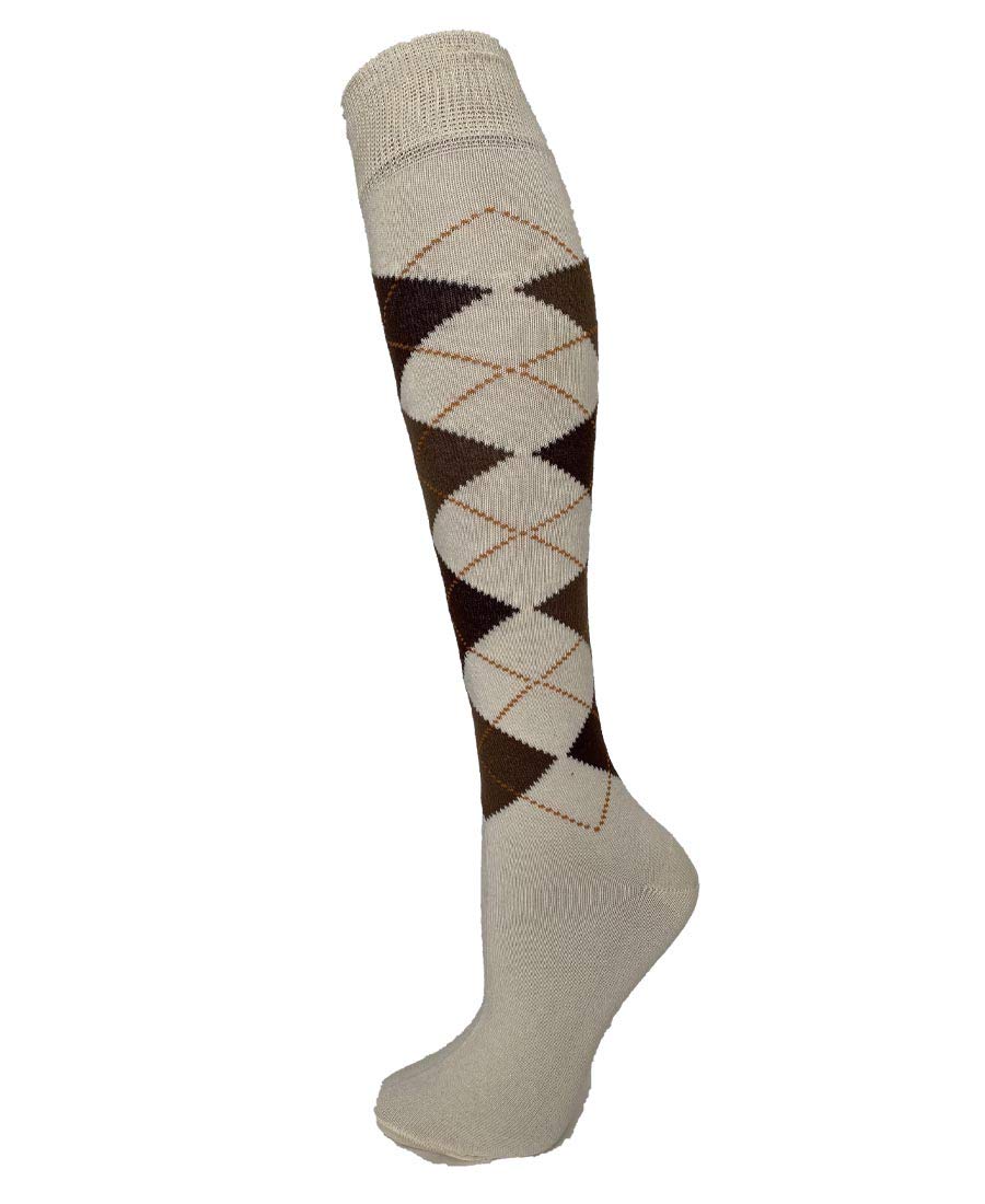 Macahel Cotton Knee High Argyle Design Socks 4-8