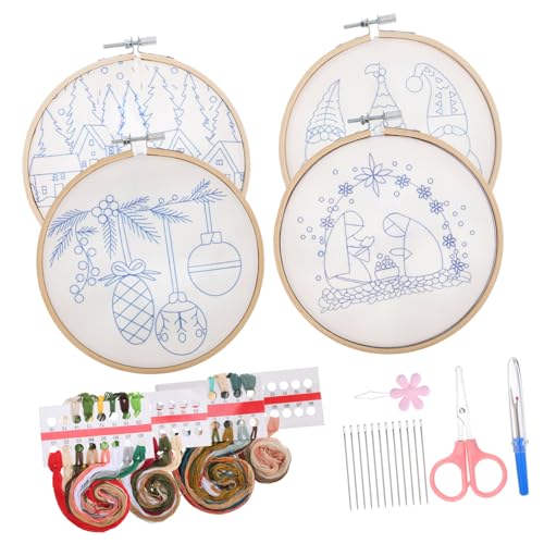 Kit de broderie de Noël débutant PLAFOPE en coton-lin pour déco