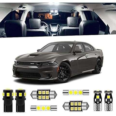 ENDPAGE 16-Pieces Charger Interior LED Light Kit Package for Dodge Charger 2011 2012 2013 2014 2015 2016 2017 2018 2019 2020 2021 White LED Lighting Package + License Plate Lights, Install Tool Cover