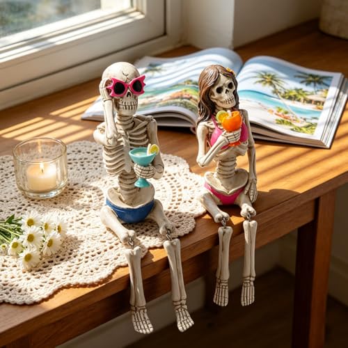 Summer Decorations Halloween Skeleton Statue...