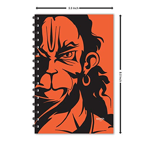 Image of ESCAPER Orange Half Face Hanuman Diary (A5 Size - 8.5 x 5.5 Inches - 160 Pages - Ruled), Spiral Notebook, Notepad for Writing Notes