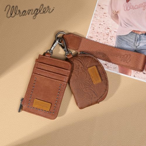 Image of Wrangler Keychain Wristlet Wallets for Women Western Dual Pouch Wristlet Credit Card Holder Wallet