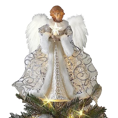Weihnachtsbaumspitze für Weihnachtsengel | Engel-Weihnachtsbaumspitze | beleuchtete Engel-Baumspitze | Engelsfiguren Baumspitze für Weihnachtsbaumschmuck, Weihnachtsfeier-Zubehör, Weiß