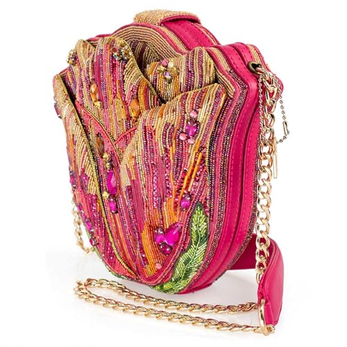 Mary Frances Treasured Tulip Beaded Handbag Flower Shape Crossbody Novelty Bag, Pink4