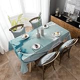 Tablecloths for Rectangle Tables Marble Aqua Teal Waterproof Polyester Table Cloth for Kitchen Dinni