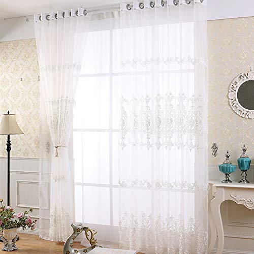 Rideaux transparents de salon et voilage blanc souillé en tulle brodé curry 250 * 270cm - 4