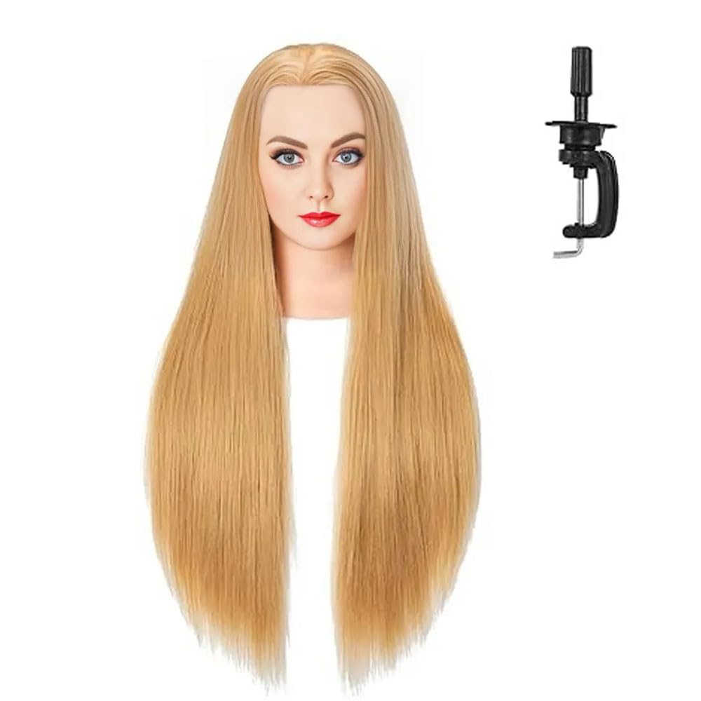 VIVIAN Hair Dummy for Advance Hair Styling Practice, Cutting, Curling and All Other Purposes |Hair Color: Golden | Synthetic Hair Dummy | Hair Length: 28 Inches
