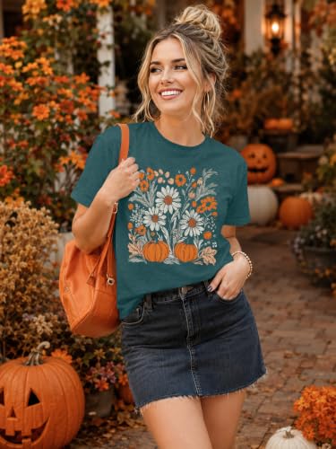 Halloween Ghost Shirt for Women Fall Pumpkin Shirt Autumn Floral Outfits — view 5
