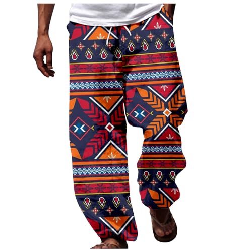 Mens Cargo Shorts Cotton Elastic Waist Capri Knee Length Pants with Multi Pockets Slacks Casual Chino Tracksuit Bottoms (Casual Trousers for Men UK Elastic Waist Navy, L)