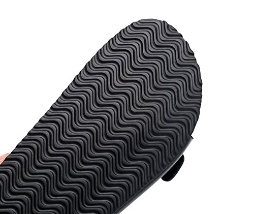 Wtw Slip On Flat Cork Sandals For Men With Adjustable Strap Buckle Open Toe Slippers Suede Sole (Us 10, Black) #TOP4