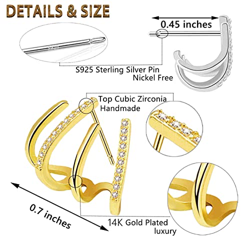 Panshi Sterling Silver Earrings Silver Hoop Earrings For Women Teen Girls Stud Diamond Claw Earrings Cuff Hypoallergenic Jewelry Gifts #TOP5