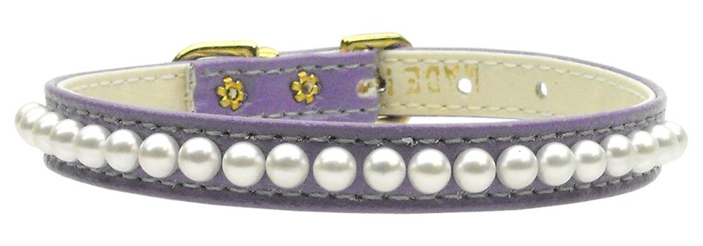 Mirage Pet Products 3/8-Inch Pearl Pet Collar, Size 14, Purple