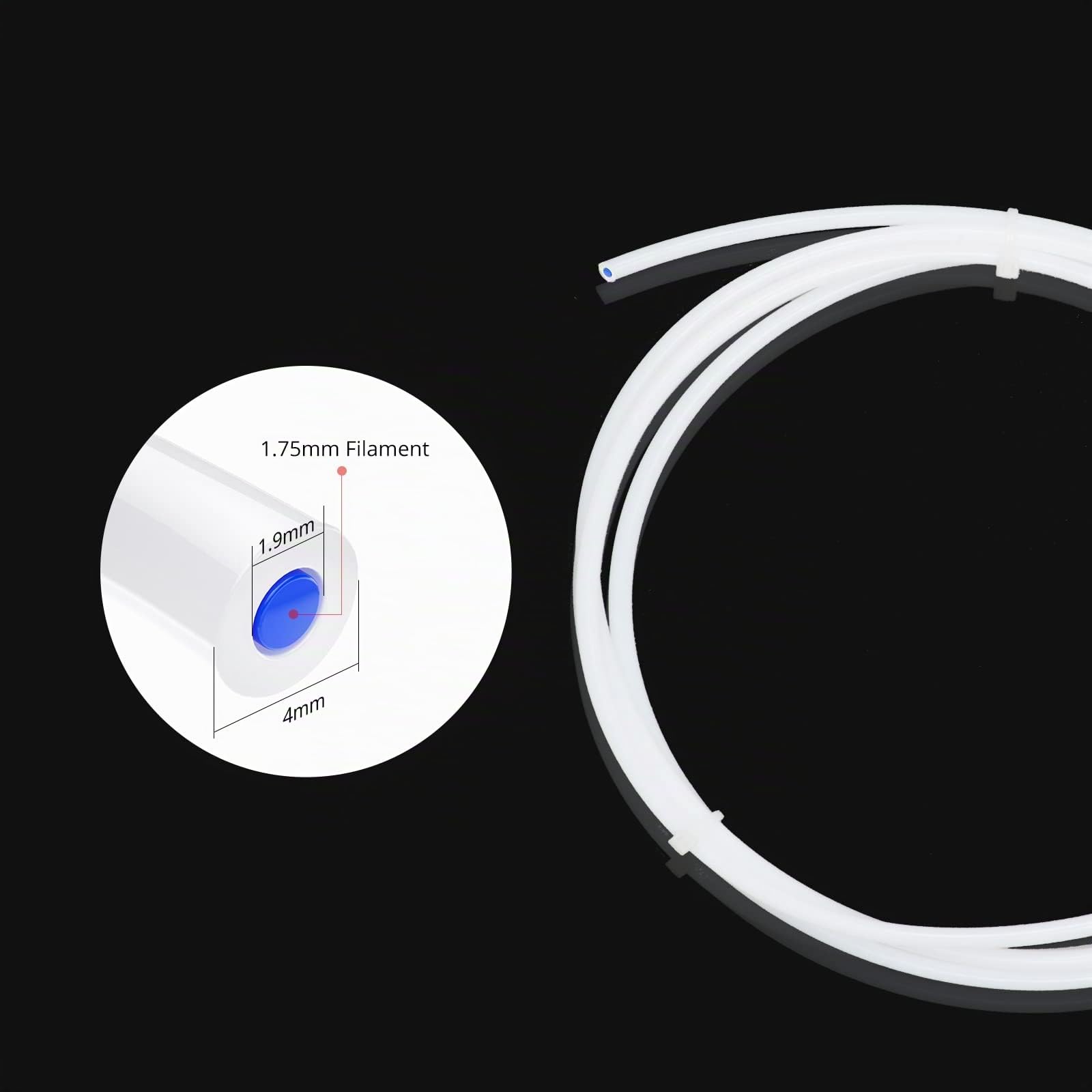 PTFE Schlauch 4mm PTFE Teflon Tube 2m Teflonschlauch Zubehör für 3D-Drucker Extruder für 1,75 mm 3D Drucker Filament