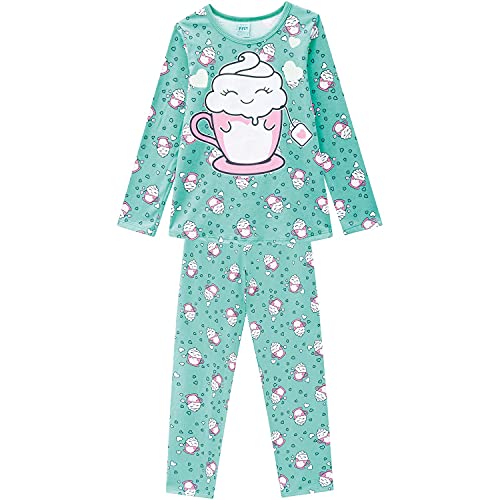 Pijama Kyly Menina Blusa Calça Brilha No Escuro Verde