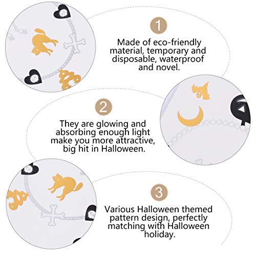 6Pcs Tatuagens Temporárias de Halloween Etiqueta de Tatuagem de Rosto de Abó Adesivos Noctilucentes