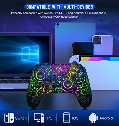 Switch Controller, Gammeefy Wireless Switch Pro Controller For Nintendo Switch/Lite/Oled, 9 Color Adjustable Led Switch Remote Compatible With Windows Pc/Android/Ios With Programmable Function (Black) #TOP2
