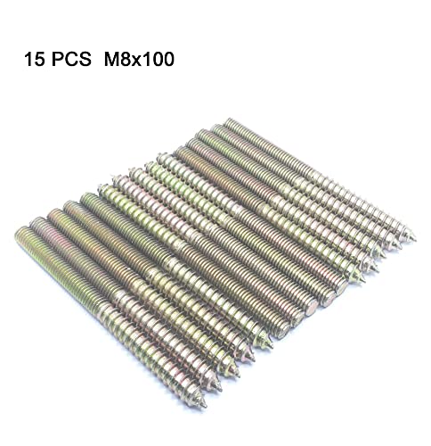 Image of Hanger Bolt M8x100 Double Headed Bolt Self-Tapping Screw for Furniture 15Pcs