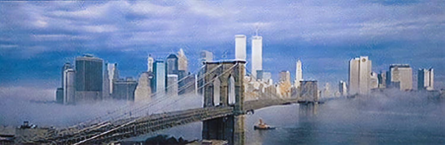 Buyartforless BUY ART FOR LESS Officially Licensed Manhattan the Mist Skyline Art Poster - 36 x 12 Inch - Decorative Print - Poster Paper - Ready to Frame