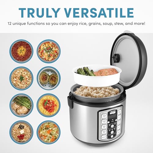 Aroma Housewares Professional Plus ARC-5000SB 20 Cup (Cooked) Digital Rice Cooker, Food Steamer, Slow Cooker, Stainless Exterior/Nonstick Pot, Silver, Black, 10-cup uncooked/20-cup cooked/4QT - Image 3