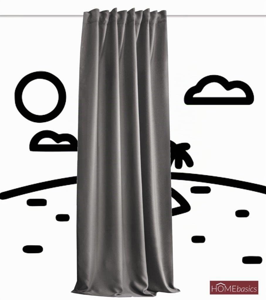HOMEbasics Tenda acustica tinta unita | ACUSTICO | protezione da rumore, calore, freddo e correnti d'aria + oscurante, grigio | 245 x 135 cm