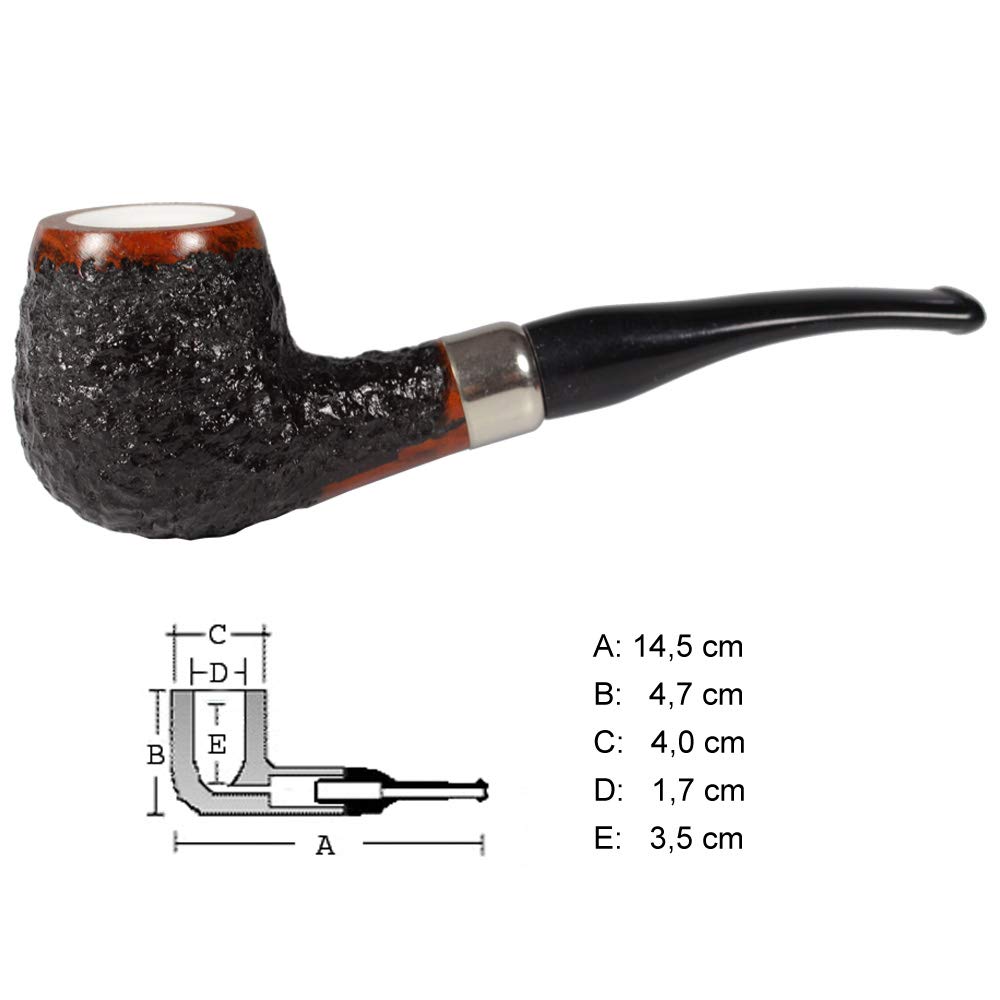 Sepilo Pfeifenset Volcano Bruyere Holz mit Meerschaum Meerschaumeinsatz Pfeife Set 9mm Aktivkohle Filter Pfeifentasche Pfeifenfeuerzeug Pfeifenbesteck Pfeifenreiniger (Volcano Rustic Orange 03)