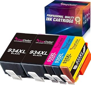 935XL 934XL Ink Cartridges Combo Pack, Replacement for HP 934 935 Ink Cartridges Multipack Compatible with HP Officejet Pro 6230 6830 6820 Inkjet Printers(Black Cyan Magenta Yellow, 5-Pack 934 935 XL)