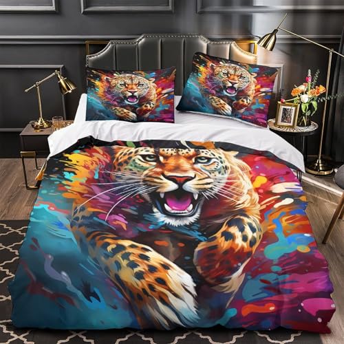 Housse de couette léopard hypoallergénique microfibre douce avec fermeture éclair pour ado
