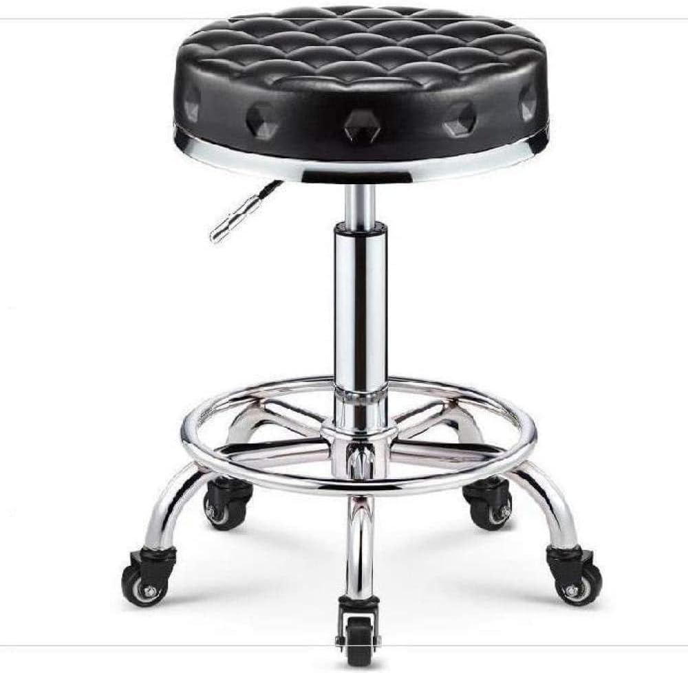Stool with Wheels Vanity Chair Round Rolling Stools Heavy Duty Hydraulic for Shop Guitar Lab Tattoo Workbench Medical Adjustable Swivel Stool Chair (Style#2)