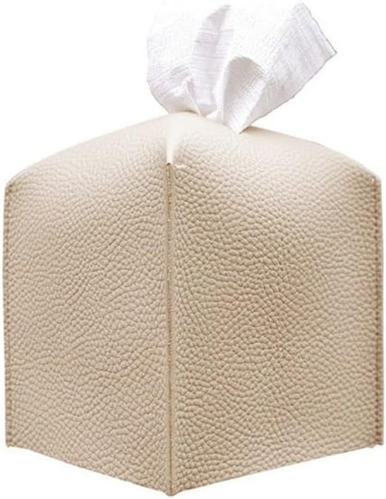 Leather Tissue Box Home Desktop Car Paper Square Pu(White-Patch Five-Pointed star4)