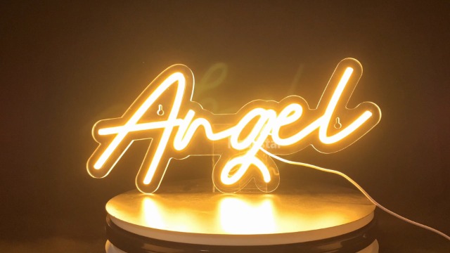 Lucunstar Neon Light Angel Warm White Neon Sign for Wall Decor