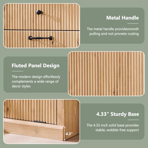 Image of IFBUY Tilt Out Laundry Hamper Cabinet, Modern Trash Can Cabinet,Natural Oak