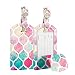 [2 Pack] Luggage Tags, Fintie Leather Name ID Labels with Back Privacy Cover for Travel Bag Suitcase, Moroccan Love
