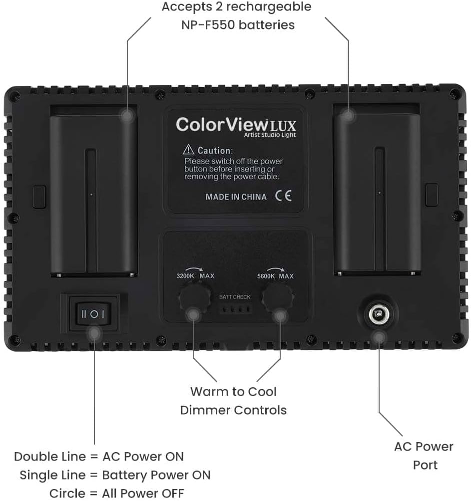 Acurit Colorview Lux Studio Light Professional Studio Lights Photography Lighting Kit w/ 3 Color Temps 4 Metal Barn Doors 4160 Lumens LED w/Remote AC Power Supply 6'6" Light Stand with Battery Pack