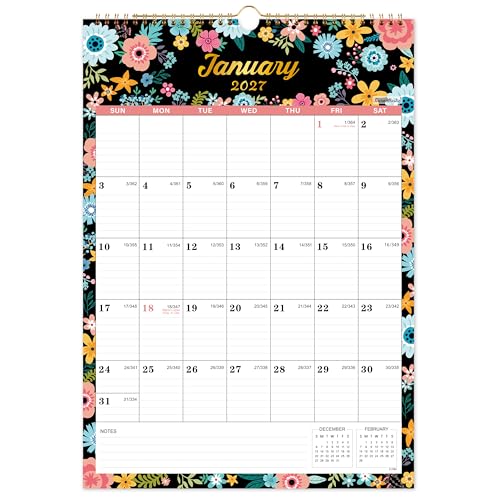 2027 Calendar - 2027 Wall Calendar, Jan. 2027 - Dec. 2027, 12" x 17", 12 Monthly Wall Calendar 2027 with Thick Paper, Twin-Wire Binding, Perfect for Planning