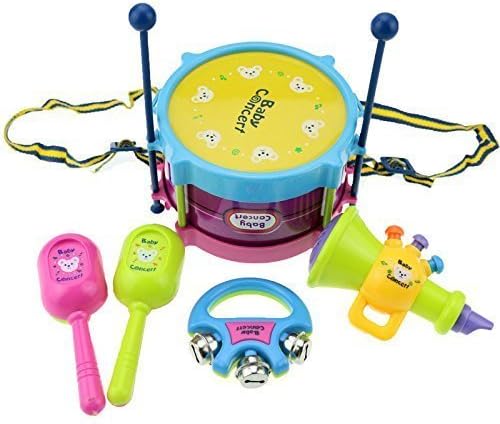EVINIS 5 Pcs New Roll Drum Musical Instruments Band Kit Kids Children Toy Gift Set, Baby Concert Set by ESBBWJ