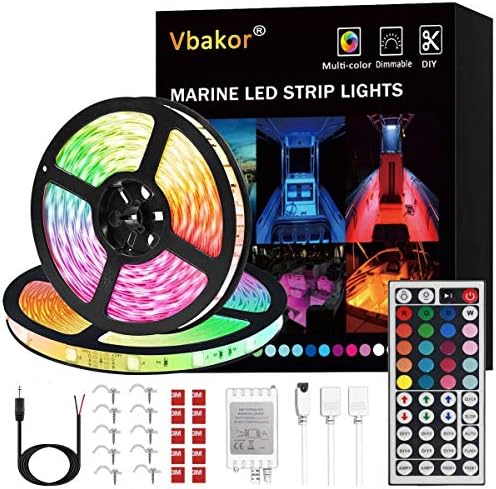 Vbakor Led Strip Lights Boat Lights, 32.8FT Marine Pontoon Boat Lights, Waterproof Boat Deck Lights, Multi-Color Boat Interior Lights for Pontoon Jon Bass Boat, Night Fishing Boat Lights