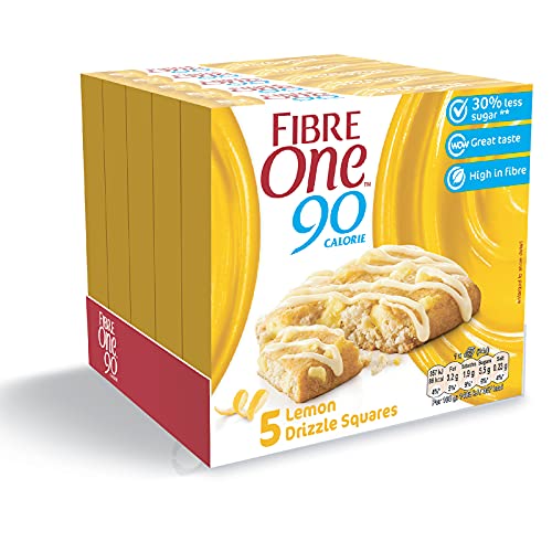 Fibre One 90 Calorie Lemon Drizzle High Fibre Cake Squares 5 x 24 g (Pack of 5 Total 25 Squares)