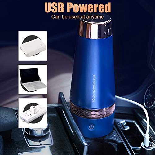 Image of 46℉-113℉ Electric Heating & Cooling Water Bottle, 330ML USB Heated Travel Mug Coffee Warmer for Car Office Travel Camping (White)