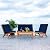 SAFAVIEH Outdoor Collection Chaston Natural Wood/Navy Cushion 4-Piece Conversation Patio Set