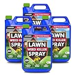 Jarder Lawn Weed Killer Spray 4 x 5L - Kills Weeds not Grass - Kills Weeds at the Root - Covers 1000m2 - Ready to Use Strong Formula