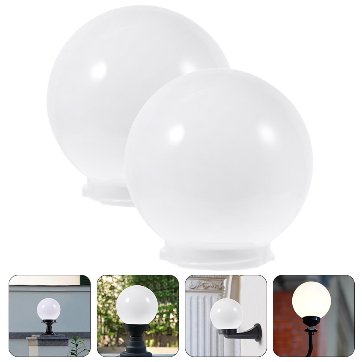 CHILDWEET 2 Pezzi Paralume Sferici in Acrilico per Esterno Copertura Lampione da Giardino e Cortile Protezione Eccellente Facile Rimozione Stile Semplice e Artistico