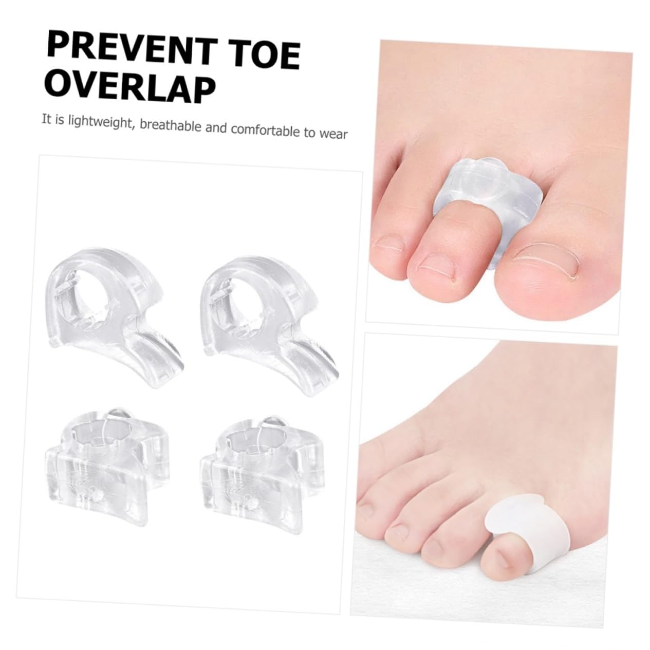 Beavorty 8Pcs Comfortable Toe Separators for Hallux Relief Reusable and Lightweight Toe Spacers for Daily Use Prevent Overlap and Friction for Men Women