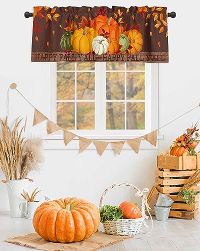Cosybright ZJP-20220701-SLXM11610CLIACBT Window Valance Light Filtering Window Treatment Thanksgiving Harvest Pumpkin Fall Rod Pocket Curtain Valance,54X18 Inch Decorative Kitchen Valance thumb #1