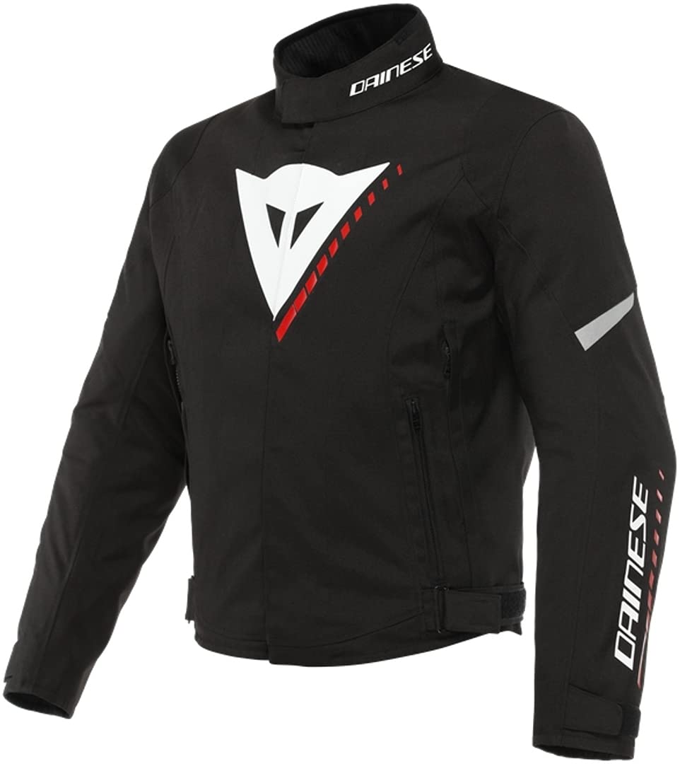 Dainese - Veloce D-Dry Jacket, 4-Season Motorbike Jacket for Men, Breathable and Waterproof, Men Motorcycle Jacket with Removable Thermal Lining, Rainproof and Comfortable, Black/White/Red