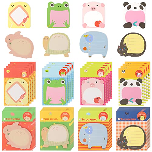 CRITIVE-SHOP 32 Stück Tier Sticky Notes Set, Selbstklebend Haftnotizen Niedlich Haftnotizen Klebezettel, Cartoon Haftnotiz Anmerkungstabs, Geformt Notizzettel Klebend für Zuhause Büro Schule