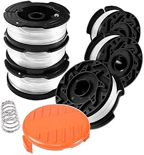 Uchidodo Strimmer Spool for Black and Decker, 6 Pieces Strimmer Line, Length 30 ft, Diameter 0.065 in with Spool Cover and Spring